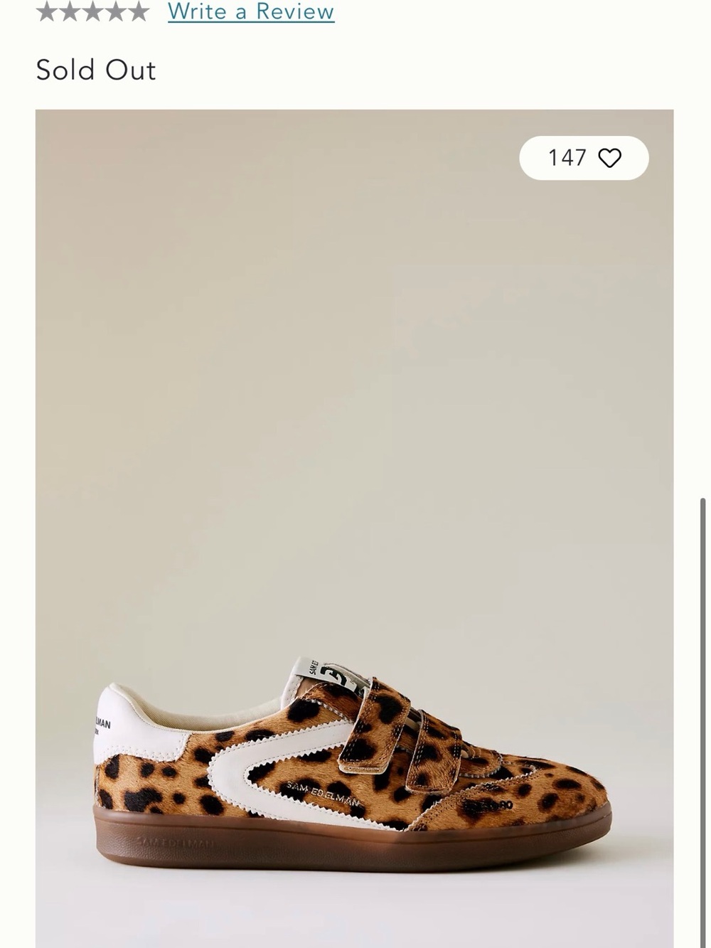 Sam Edelman Talia Leopard Print Velcro Sneakers | NIB| Size 7.5
